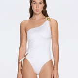 Esterelle One Shoulder Gold Detailed Satin White Swimsuit | Moeva | Swimsuit | Each week unveils new pieces—luxury swimwear, fluid resort silhouettes, and elevated summer-to-evening essentials designed to carry you from coastal escapes to city nights.