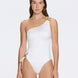 Esterelle One Shoulder Gold Detailed Satin White Swimsuit | Moeva | Swimsuit | Each week unveils new pieces—luxury swimwear, fluid resort silhouettes, and elevated summer-to-evening essentials designed to carry you from coastal escapes to city nights.