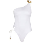 Esterelle One Shoulder Gold Detailed Satin White Swimsuit | Moeva | Swimsuit | Each week unveils new pieces—luxury swimwear, fluid resort silhouettes, and elevated summer-to-evening essentials designed to carry you from coastal escapes to city nights.