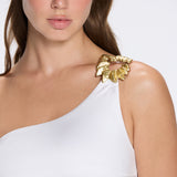 Esterelle One Shoulder Gold Detailed Satin White Swimsuit | Moeva | Swimsuit | Each week unveils new pieces—luxury swimwear, fluid resort silhouettes, and elevated summer-to-evening essentials designed to carry you from coastal escapes to city nights.
