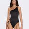 Esterelle One Shoulder Gold Detailed Satin Black Swimsuit | Moeva | Swimsuit | Each week unveils new pieces—luxury swimwear, fluid resort silhouettes, and elevated summer-to-evening essentials designed to carry you from coastal escapes to city nights.