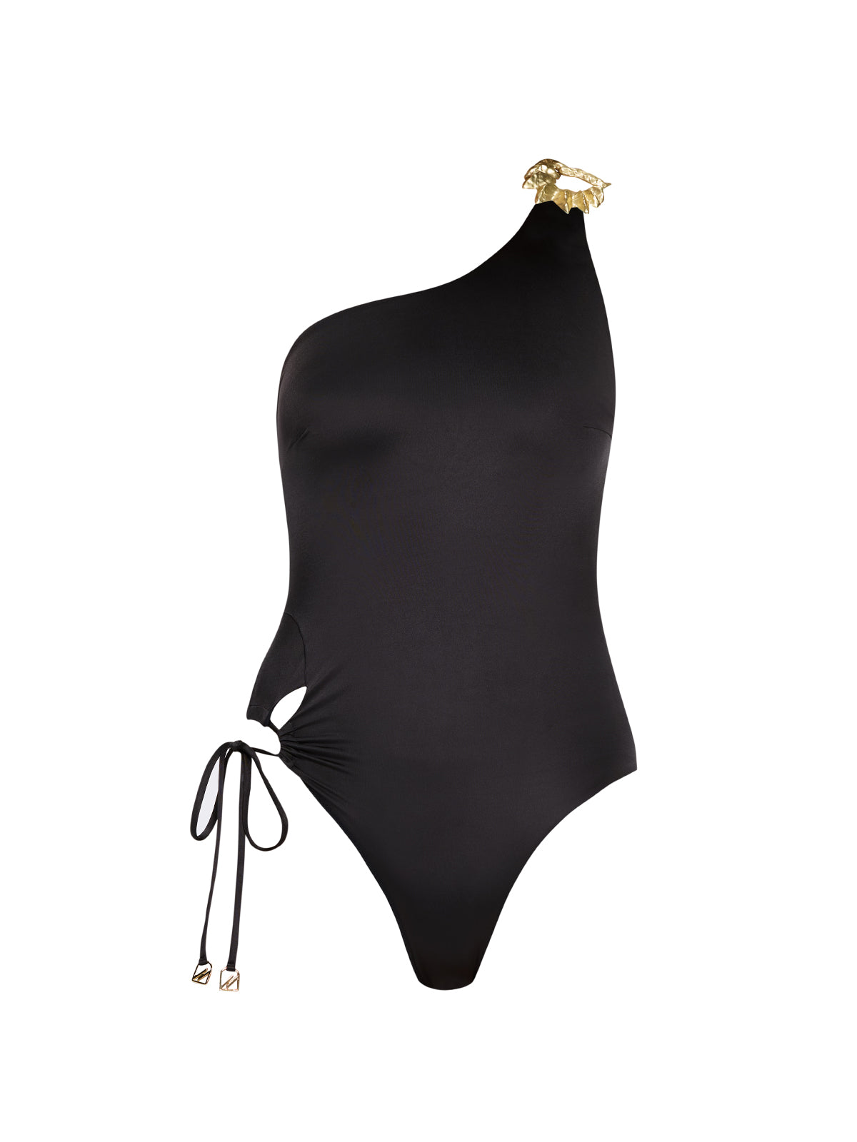 Esterelle One Shoulder Gold Detailed Satin Black Swimsuit | Moeva | Swimsuit | Each week unveils new pieces—luxury swimwear, fluid resort silhouettes, and elevated summer-to-evening essentials designed to carry you from coastal escapes to city nights.