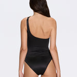 Esterelle One Shoulder Gold Detailed Satin Black Swimsuit | Moeva | Swimsuit | Each week unveils new pieces—luxury swimwear, fluid resort silhouettes, and elevated summer-to-evening essentials designed to carry you from coastal escapes to city nights.