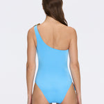 Esterelle One Shoulder Gold Detailed Satin Blue Swimsuit | Moeva | Swimsuit | Each week unveils new pieces—luxury swimwear, fluid resort silhouettes, and elevated summer-to-evening essentials designed to carry you from coastal escapes to city nights.