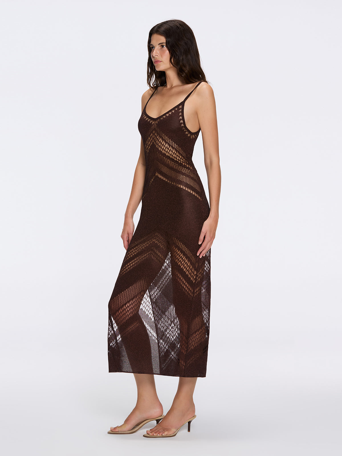Beaulieu V Neck White Metallic Knit Maxi Dress