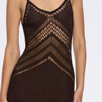 Beaulieu Brown Metallic Knit Maxi Dress with V-Neckline and Side Slit | Moeva | Dress | Each week unveils new pieces—luxury swimwear, fluid resort silhouettes, and elevated summer-to-evening essentials designed to carry you from coastal escapes to city nights.