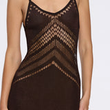 Beaulieu Brown Metallic Knit Maxi Dress with V-Neckline and Side Slit | Moeva | Dress | Each week unveils new pieces—luxury swimwear, fluid resort silhouettes, and elevated summer-to-evening essentials designed to carry you from coastal escapes to city nights.