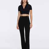 Shandy Black Polo Colar Knitted Crop Top