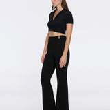 Shandy Black Polo Colar Knitted Crop Top