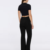 Shandy Black Polo Colar Knitted Crop Top