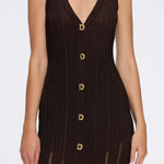Biot Brown Metallic Knit V-Neck Gold Button-Down Dress | Moeva | Dress | Each week unveils new pieces—luxury swimwear, fluid resort silhouettes, and elevated summer-to-evening essentials designed to carry you from coastal escapes to city nights.