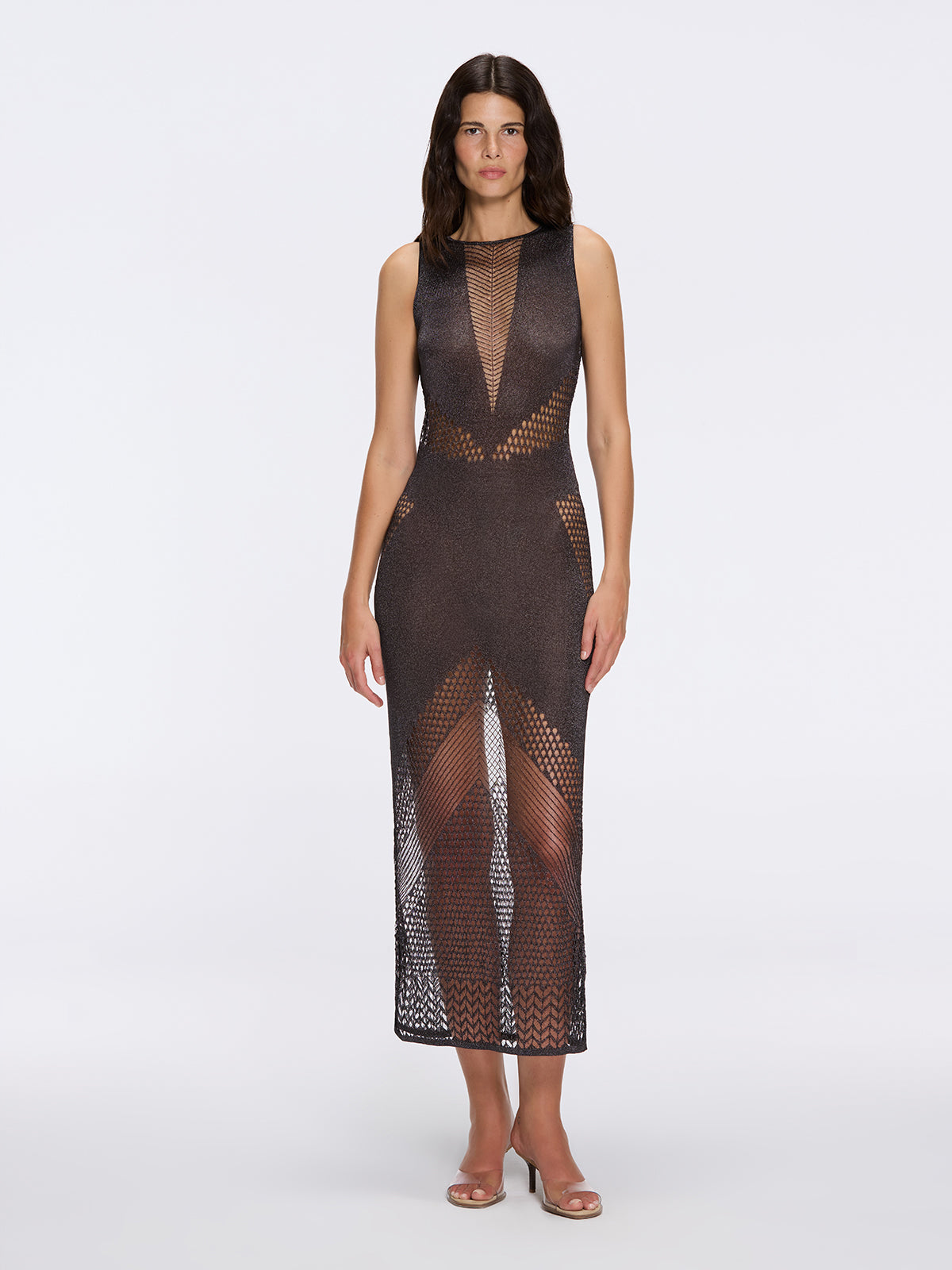 Nerida Black Mesh Knit Ankle-Length Dress with Fringe Details | Moeva | Dress | Each week unveils new pieces—luxury swimwear, fluid resort silhouettes, and elevated summer-to-evening essentials designed to carry you from coastal escapes to city nights.