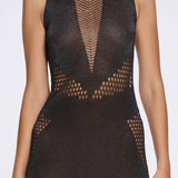 Nerida Black Mesh Knit Ankle-Length Dress with Fringe Details | Moeva | Dress | Each week unveils new pieces—luxury swimwear, fluid resort silhouettes, and elevated summer-to-evening essentials designed to carry you from coastal escapes to city nights.