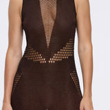 Nerida Brown Mesh Knit Ankle-Length Dress with Fringe Details | Moeva | Dress | Each week unveils new pieces—luxury swimwear, fluid resort silhouettes, and elevated summer-to-evening essentials designed to carry you from coastal escapes to city nights.