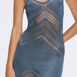 Beaulieu Blue Metallic Knit Maxi Dress with V-Neckline and Side Slit | Moeva | Dress | Each week unveils new pieces—luxury swimwear, fluid resort silhouettes, and elevated summer-to-evening essentials designed to carry you from coastal escapes to city nights.