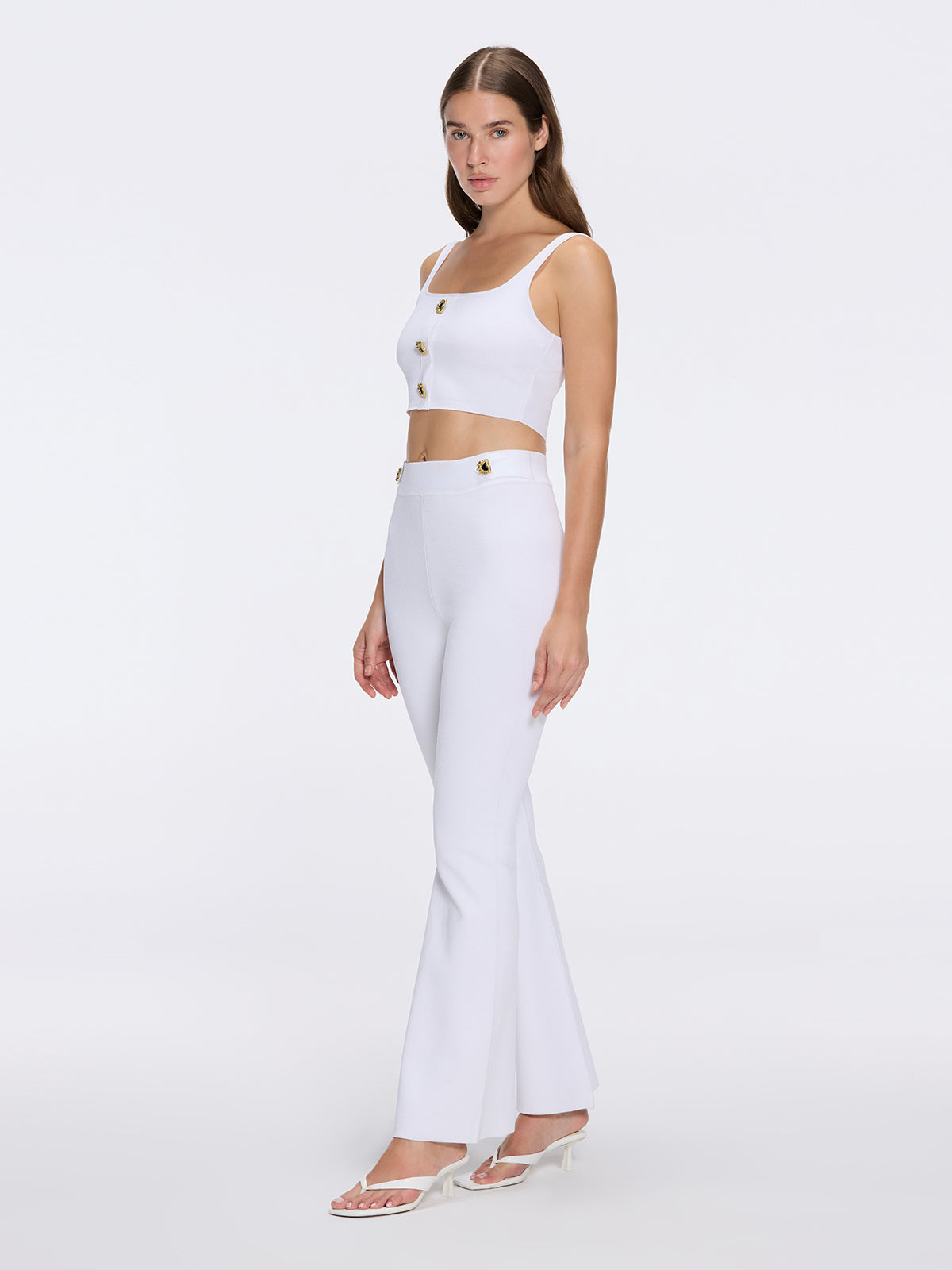 Aureline Top And Colette Knitted High Waist White Pants Set | Moeva | Set | Each week unveils new pieces—luxury swimwear, fluid resort silhouettes, and elevated summer-to-evening essentials designed to carry you from coastal escapes to city nights.