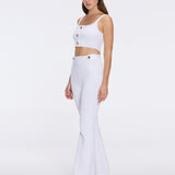 Aureline Top And Colette Knitted High Waist White Pants Set