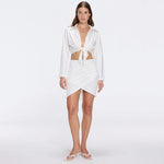 Antonia White Satin High-Waist Wrap Mini Skirt | Moeva | Skirt | Each week unveils new pieces—luxury swimwear, fluid resort silhouettes, and elevated summer-to-evening essentials designed to carry you from coastal escapes to city nights.