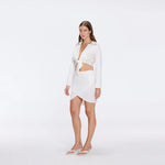 Greta White Satin Tie Front Shirt And Antonia Skirt Set | Moeva | Set | Each week unveils new pieces—luxury swimwear, fluid resort silhouettes, and elevated summer-to-evening essentials designed to carry you from coastal escapes to city nights.