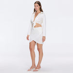 Antonia White Satin High-Waist Wrap Mini Skirt | Moeva | Skirt | Each week unveils new pieces—luxury swimwear, fluid resort silhouettes, and elevated summer-to-evening essentials designed to carry you from coastal escapes to city nights.