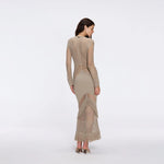 Elba Khaki Long Sleeve Knit Fringe Maxi Dress | Moeva | Dress | Each week unveils new pieces—luxury swimwear, fluid resort silhouettes, and elevated summer-to-evening essentials designed to carry you from coastal escapes to city nights.