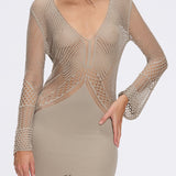 Elba Khaki Long Sleeve Knit Fringe Maxi Dress | Moeva | Dress | Each week unveils new pieces—luxury swimwear, fluid resort silhouettes, and elevated summer-to-evening essentials designed to carry you from coastal escapes to city nights.