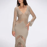 Elba Khaki Long Sleeve Knit Fringe Maxi Dress | Moeva | Dress | Each week unveils new pieces—luxury swimwear, fluid resort silhouettes, and elevated summer-to-evening essentials designed to carry you from coastal escapes to city nights.