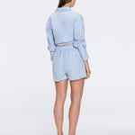 Hanson Shirt and Masha Shorts Baby Blue Set | Moeva | Set | Each week unveils new pieces—luxury swimwear, fluid resort silhouettes, and elevated summer-to-evening essentials designed to carry you from coastal escapes to city nights.
