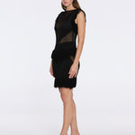 Diani Black Fringe Detail Sheer Panel Open Back Mini Dress | Moeva | RTW Dresses | Each week unveils new pieces—luxury swimwear, fluid resort silhouettes, and elevated summer-to-evening essentials designed to carry you from coastal escapes to city nights.