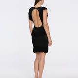 Diani Black Fringe Detail Sheer Panel Open Back Mini Dress | Moeva | RTW Dresses | Each week unveils new pieces—luxury swimwear, fluid resort silhouettes, and elevated summer-to-evening essentials designed to carry you from coastal escapes to city nights.