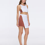 Bodrum White-Brown Duo-Colored Enamel Button Top