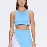Bodrum Blue-White Duo-Colored Enamel Button Top