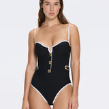 Lourmarin Underwired Gold Button Detail Black Swimsuit