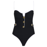 Lourmarin Underwired Gold Button Detail Black Swimsuit