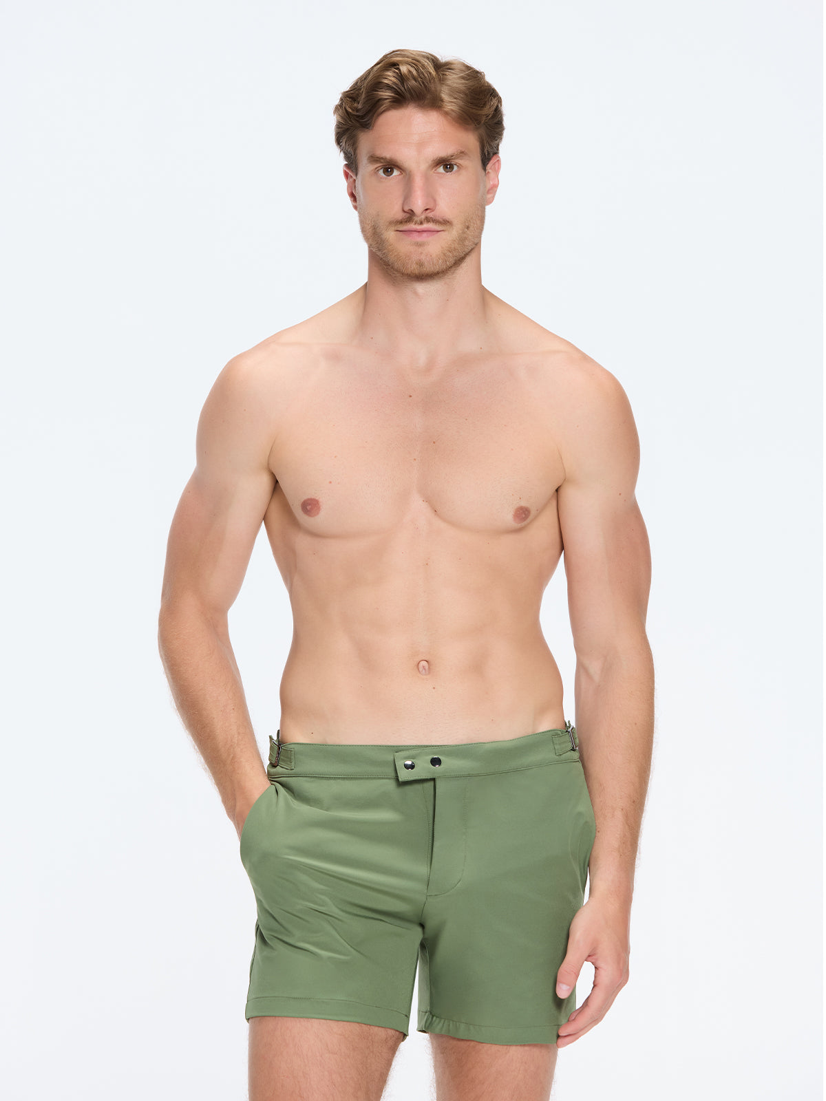 Jack Army Green Bulldog Swim Shorts | Moeva | Shorts | Each week unveils new pieces—luxury swimwear, fluid resort silhouettes, and elevated summer-to-evening essentials designed to carry you from coastal escapes to city nights.