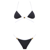 Cobie Black Triangle Gold Detail Bikini Top