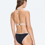 Cobie Black Triangle Gold Detail Bikini Top