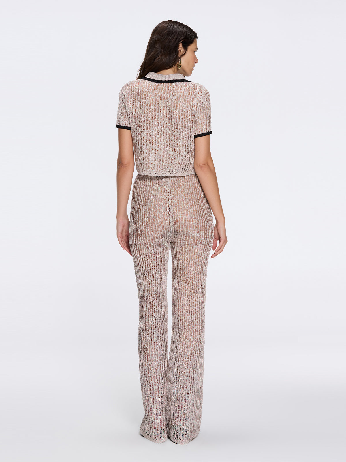 Ramatuelle Grey-Black Crop Top & Lerins Wide-Leg Pants Knitted Set | Moeva | Set | Each week unveils new pieces—luxury swimwear, fluid resort silhouettes, and elevated summer-to-evening essentials designed to carry you from coastal escapes to city nights.