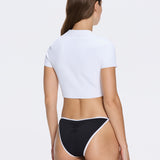 Shandy White Polo Colar Knitted Crop Top