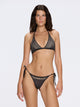 Isola Black Metallic Knit Triangle Low Waist Bikini Set