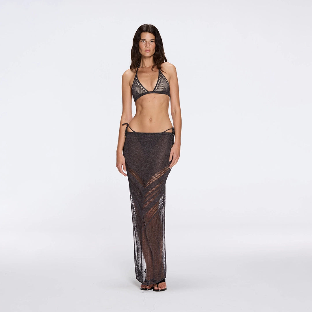 Mercantour Metallic Knit High-Waist Maxi Black Skirt | Moeva | Skirt | Each week unveils new pieces—luxury swimwear, fluid resort silhouettes, and elevated summer-to-evening essentials designed to carry you from coastal escapes to city nights.