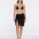Dalina Mini Mesh Wrap Black Sarong | Moeva | Beachwear Skirts | Each week unveils new pieces—luxury swimwear, fluid resort silhouettes, and elevated summer-to-evening essentials designed to carry you from coastal escapes to city nights.