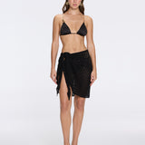 Dalina Mini Mesh Wrap Black Sarong | Moeva | Beachwear Skirts | Each week unveils new pieces—luxury swimwear, fluid resort silhouettes, and elevated summer-to-evening essentials designed to carry you from coastal escapes to city nights.