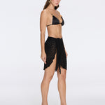 Dalina Mini Mesh Wrap Black Sarong | Moeva | Beachwear Skirts | Each week unveils new pieces—luxury swimwear, fluid resort silhouettes, and elevated summer-to-evening essentials designed to carry you from coastal escapes to city nights.