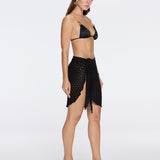 Dalina Mini Mesh Wrap Black Sarong | Moeva | Beachwear Skirts | Each week unveils new pieces—luxury swimwear, fluid resort silhouettes, and elevated summer-to-evening essentials designed to carry you from coastal escapes to city nights.