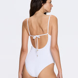Grimaud Underwired Gold Button Detail White Swimsuit