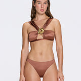 Irma Mid Coverage Satin Brown Bikini Bottom | Moeva | Bikini Bottom | Each week unveils new pieces—luxury swimwear, fluid resort silhouettes, and elevated summer-to-evening essentials designed to carry you from coastal escapes to city nights.