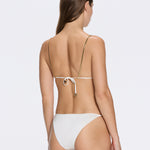 Selena White Triangle Gold Chain Strap Mid Coverage Satin Bikini Set | Moeva | Bikini | Each week unveils new pieces—luxury swimwear, fluid resort silhouettes, and elevated summer-to-evening essentials designed to carry you from coastal escapes to city nights.
