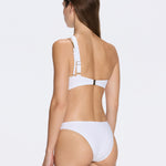 Grasse Gold Chain One-Shoulder Mid Coverage Textured White Bikini Set | Moeva | Bikini | Each week unveils new pieces—luxury swimwear, fluid resort silhouettes, and elevated summer-to-evening essentials designed to carry you from coastal escapes to city nights.
