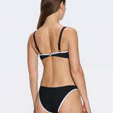 Irene Black-White Underwired Gold Buttoned Bikini Top